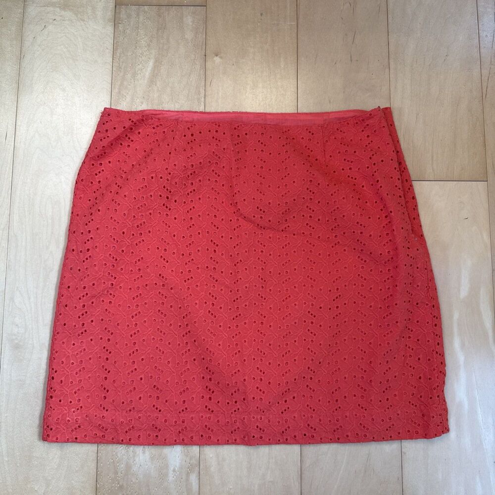 NWT ORANGE EYELET L L Bean Skirt Favorite Fit Size 12 Petite Cotton Womens